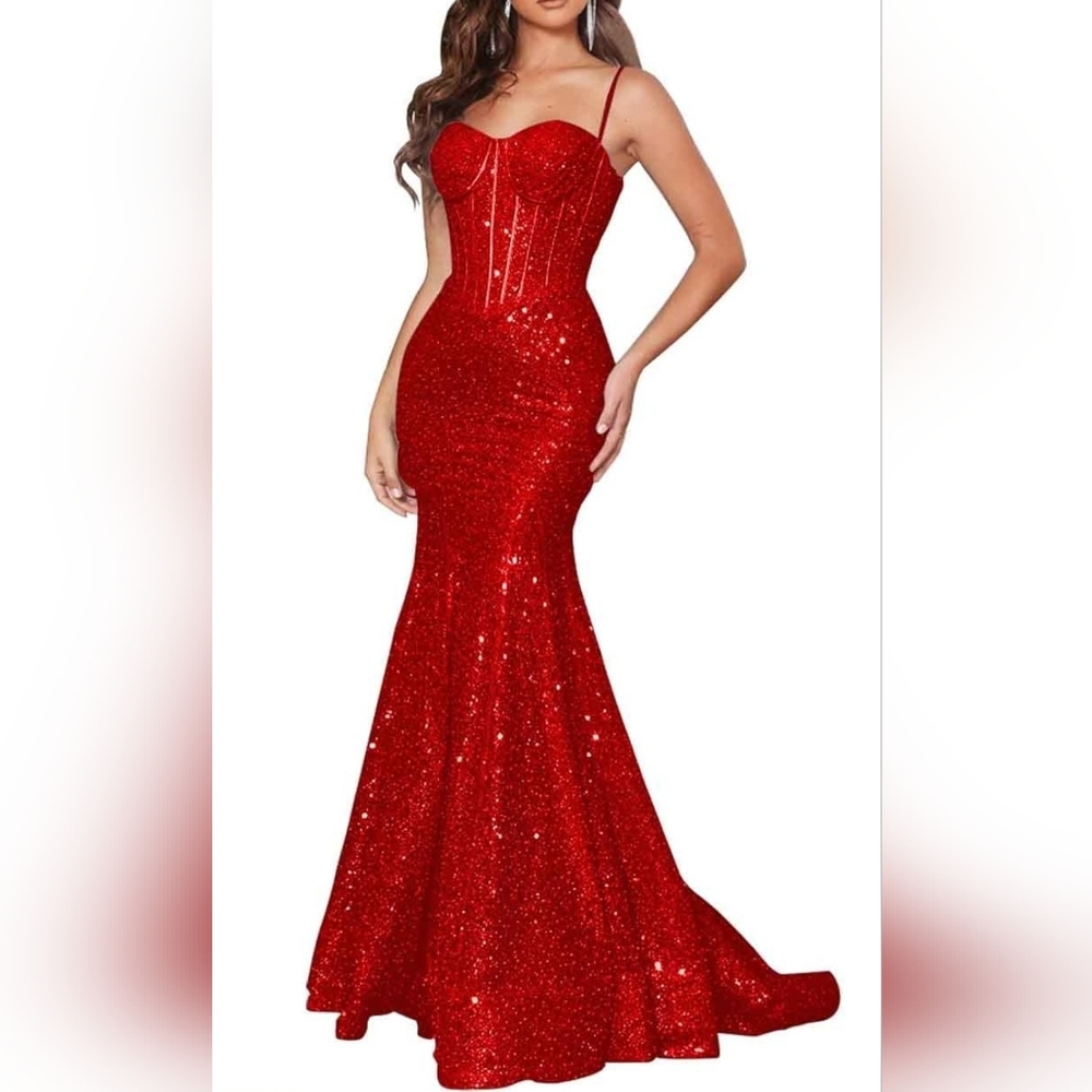 Elegant Red Sequin Gown
